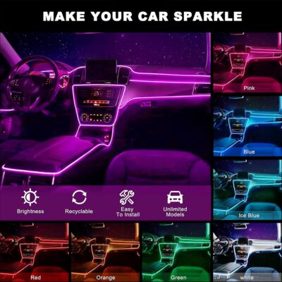 Interior Car Strip Lights, Goodream USB Music Sync Multicolor Multiple Modes LED Fiber Optic Light Ambient Neon Wire Lighting Kits for Sedan Truck SUV Accessories Center Console Dashboard - Image 3