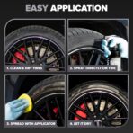 Carfidant Tire Shine Spray - Black Satin Finish - Premium Car Tire Dressing - 18 fl. Oz. Kit with Applicator Pad - Long Lasting - No Sling No Grease Formula with UV Protection - Image 4
