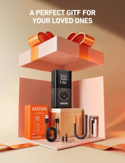 AstroAI L7 Tire Inflator Portable Air Compressor Cordless Mini Bike Pump with Digital Dual Values Display, 150 PSI Car Tires Air Pump with LED Lights&Pressure Gauge for Auto, Motorcycles, Bikes, Balls - Image 2