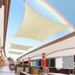 Royal Shade 12' x 20' Beige Rectangle Sun Shade Sail Canopy Outdoor Patio Fabric Screen Awning RTAPR1220 - UPF50+ 95% UV Blockage, Heavy Duty, Water & Air Permeable (We Make Custom Size)