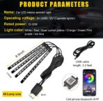 Car Led Interior Lights, RBG 48 LED Multicolor Music Auto Interior Strip Light with APP Control, Waterproof Lighting Lamp Kit Under Dash with Charger, Car Accessories (USB) - Image 2