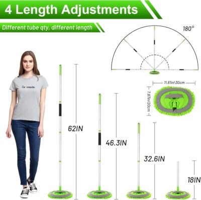 Ordenado 62" Car Wash Brush Kit Mitt Mop Sponge with Long Handle Chenille Microfiber Car Cleaning Brush Kit Supplies Car Washing Mop Kit Car Care Kit of Scratch-Free Replacement Head for Car RV Truck - Image 2