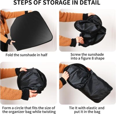 Double Thickened Vehicle Windshield Shade, Sun UV Blocker Cover for Front Window, Baby Sunshade Heat Reflector in Car, Car Shield Accessories Interior for Women, Essentials Sun Visor Extender - Image 5