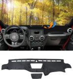 BIBLOZ Dash Cover 2011 2012 2013 2014 2015 2016 2017 for Jeep Wrangler JK JKU Unlimited Sport Sahara Rubincon Accessories Black Flannel Dashboard Cover Mat Car Dashboard UV Sun Protection