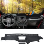 BIBLOZ Dash Cover 2011 2012 2013 2014 2015 2016 2017 for Jeep Wrangler JK JKU Unlimited Sport Sahara Rubincon Accessories Black Flannel Dashboard Cover Mat Car Dashboard UV Sun Protection