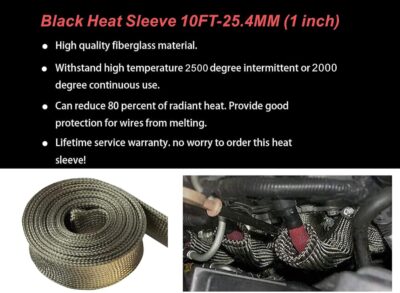 Heat Shield Sleeve Fuel Line Heat Shield Auto Hose Spark Plug Wire Cover Protectors Boots Roll 2500 Degree for Car&Auto Wire Loom Brake Cable (1" IDX10', Titanium) - Image 3