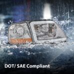 G-PLUS Lightning Style Headlights LED DRL Light Strip Compatible with Ford Expedition 1997-2002/Fit Ford F150 1998-2004/Fit F250 1997-1999 Clear Lens Chrome Housing Amber Reflector - Image 5