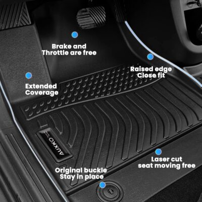 Auxko All Weather Floor Mats Fit for Nissan Pathfinder 2022-2025 2026(8 Seat) / Infiniti QX60 (7 Seat) TPE Rubber Liners Set All Season Guard Odorless Anti-Slip Floor Mats - Image 5
