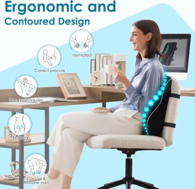 Niceeday Lumbar Support Pillow for Office Chair Car Back Support Pillow, Memory Foam Gaming Chair Desk Chair Back Cushion for Lower Back Pain Relief, Ergonomic Back Rest,Office Home Essentials - Image 3