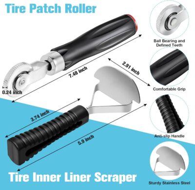 Wayona 35Pcs Tire Repair Patch Kit Heavy Duty, Tire Patches 32/45/58mm Tire Repair Tools with 40mm Tire Buffing Wheel Tire Patch Roller Inner Liner Scraper for Car Tire Grinding Bike Motorcycle Wheel - Image 4