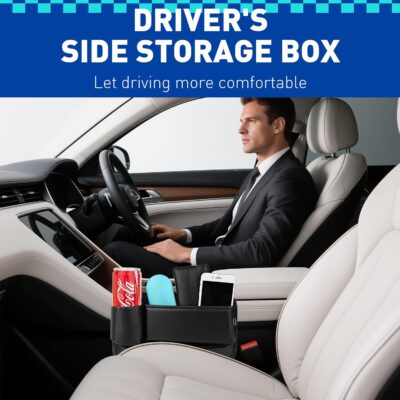 Car Seat Gap Filler Organizer, Universal PU Leather Car Seat Organizer with Cup Holder, Seat Gap Filler Storage Bag for Glasses, Phones, Keys, Cards and Small Items - Image 8