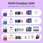 Travel 4 in 2 Multi Charging Cable with Dual IP, Tinned Copper Multi Phone Chargers for All Devices with IP/IP/Type C/Micro Port, Compatible with Most Cell Phones/Tablets and More (1Pack, 5FT) - Image 5