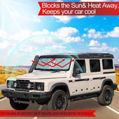 Front Windshield Sun Shade Compatible with INEOS Grenadier 2020-2026, Car Windshield Sun Shade Foldable Elastic Memory Steel Wire Sun Shield UV Protection Car Accessories - Image 5