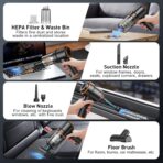 KMM Handheld Car Vacuum Cleaner, 9000PA Vacuum Cleaner & Air Duster, 120W High Power Vacuum Portable Cordless, Hand Held Vacuum Rechargeable with Multi-Nozzles & LED Light for Home, Car, Office - Image 4