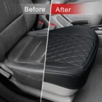 1 Pack Leather Front Car Seat Cover Bottom Car Seat, Anti-Slip and Full Wrap Driver Car Seat Protectors, Luxury Waterproof Bottom Auto Seat Cushion Pad Mat for Most Vehicles(Black) - Image 5
