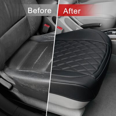 1 Pack Leather Front Car Seat Cover Bottom Car Seat, Anti-Slip and Full Wrap Driver Car Seat Protectors, Luxury Waterproof Bottom Auto Seat Cushion Pad Mat for Most Vehicles(Black) - Image 5