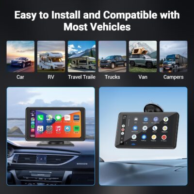 Carplay Wireless Portable Touchscreen Car Stereo Bluetooth Voice Control 7" for Apple Car Play & Android Auto Car Audio HD Screen with 1080p Backup Camera GPS Navigation/Mirror Link Fits All Cars - Image 5