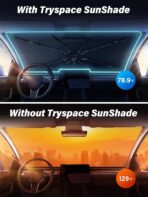 2026 TrySpace Car Windshield Sun Shade Umbrella - [Silver Heat Shield & UV Reflective] Protector for Cars, Universal Fit Medium (56"x31") | 25°F Cooler, Friendly Vinyl Coatings Medium - Image 2