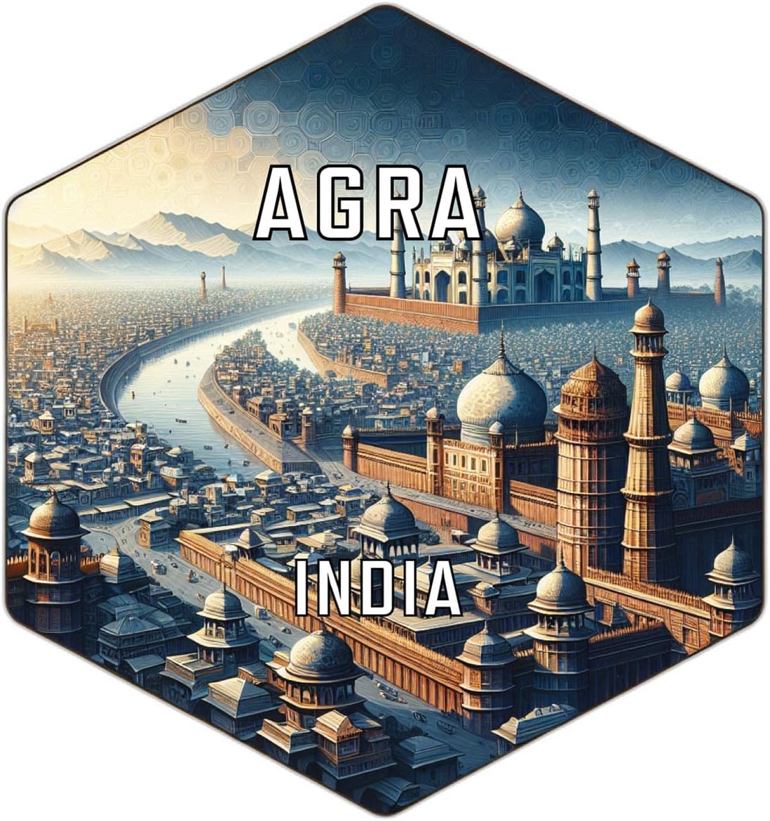 71w6JTrvZkL._AC_SL1200_.jpg Agra India Souvenir Travel Destination Die Cut Hexagon Decorative Flat Magnet 2-Inch - Image 1