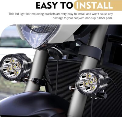 2 PCS Motorcycle Spotlight Mount Brackets, Alloy Front Fork Lamp Bracket for 1" - 2.54" Tube, Shock-Absorption Fog Turn Signal Mounts, Universal for Off-Road ATV UTV Roll Bar - Image 7