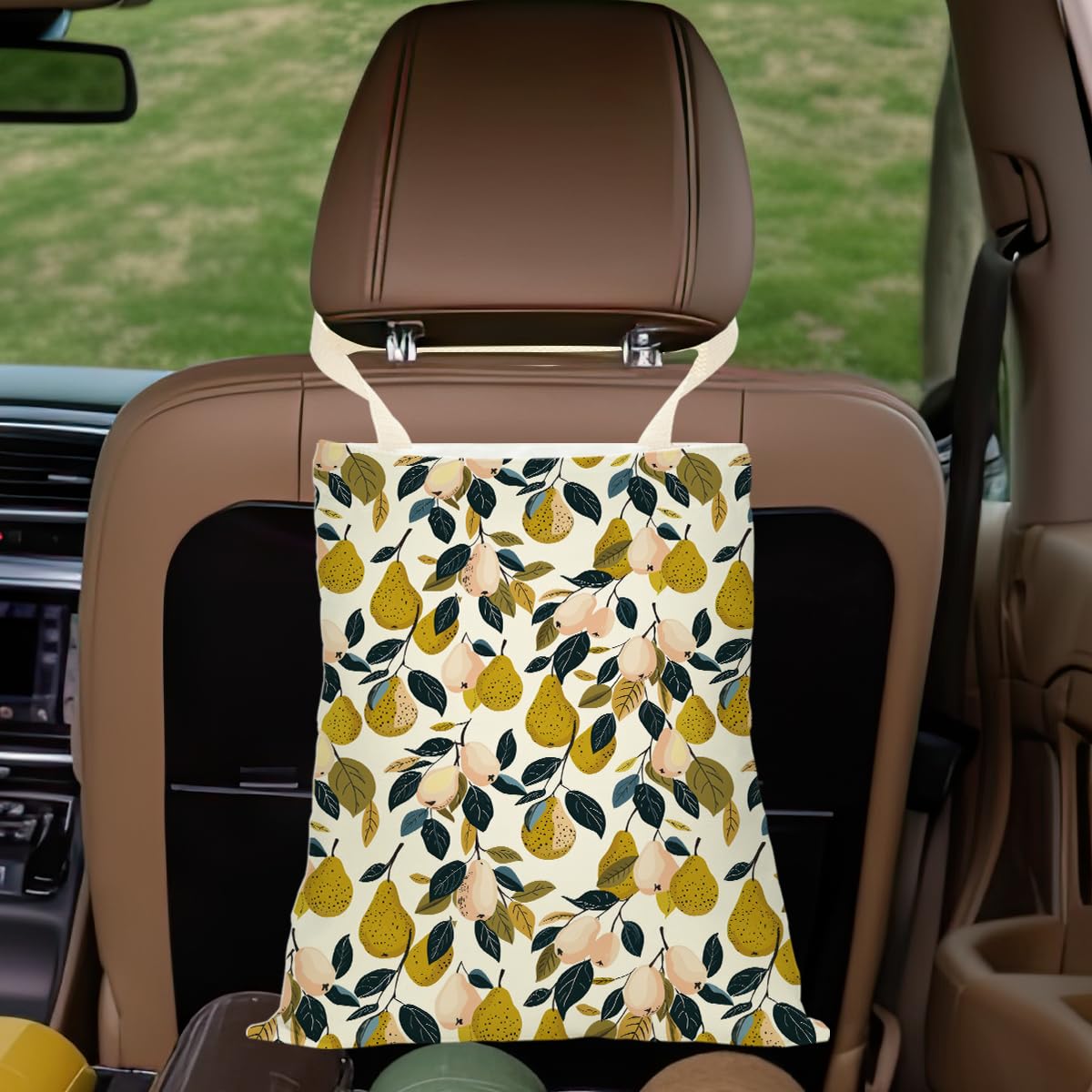 71w9CEl9lhL._SL1200_.jpg Car Trash Bag, Car Garbage Bag, Waterproof Back Seat Cars Organizer Hanging Trash Can Bin for Front Seat, Office, Kitchen, Outdoor, Travel, Camping Vehicle Accessories Pear Decor - Image 1