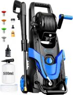 2026 Upgrade Pressure Power Washer 4800PSI w/4 Quick Connect Nozzles, Inlet Hose & Filter&500ML Soap Tank, High Cleaning Machine for Cars/Fences/Driveways/Patios/Home Cleaning,Blue
