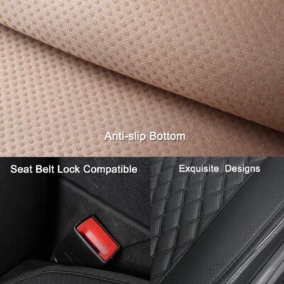Black Panther 1 Pair Luxury Car Seat Covers Protectors, Universal Anti-Slip Driver Seat Cover with Partial Backrest Coverage (Middle Part Only), Diamond Pattern, Compatible with 95% Cars (Black) - Image 4