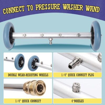 16 Inch Undercarriage Pressure Washer Attachment, Pressure Washer Undercarriage Cleaner, Under Car Washer Attachment with 3 Extension Wand, 4000 PSI - Image 6