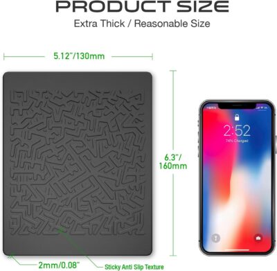 Car Dashboard Non Slip Mat, JIMISHA Anti Slip Pad, Anti Slide Sticky Dash Pad, Multifunctional Fixate Gripping Gel Pad for Radar Detector, Cell Phone, Keys, Glass, GPS, Coins 6.3x5.1 inch (2 Pack) - Image 3