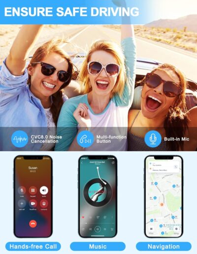 COMSOON Bluetooth AUX Adapter for Car, Noise Reduction Bluetooth Receiver for Music/Hands-Free Calls, Wireless Audio Receiver for Home Stereo/Speaker, 16H Battery Life/Dual Connect (Black+Pink) - Image 5