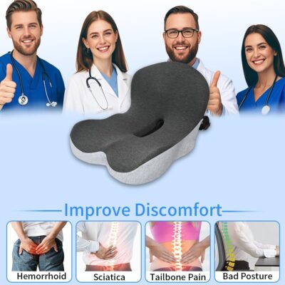 Memory Foam Seat Cushion,Office Chair Cushion with Lumbar Support for Back Pressure Relief, Car Seat Cushion with Adjustable Strap,Sciatica Pad Cushions for Car,Truck, Desk,Gaming Chair - Image 6
