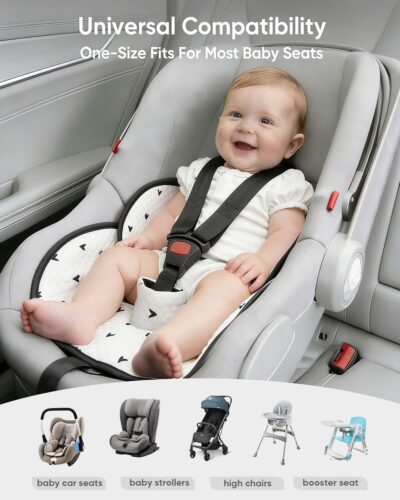 2 Pack Waterproof Baby Piddle Pads Carseat Potty Training Car Seat Protector, Waterproof Infant Car Seat Liner Cover to Prevent Pee, Leakproof and Washable (Black and White) - Image 6