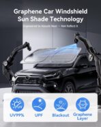 helloleiboo Graphene Car Windshield Sun Shade Car Sun Shade for Windshield with Heat Absorption Coating Foldable Design with UV Protection to Keep Your Car Interior Cooler Silver (Large-61 × 32 in) - Image 2