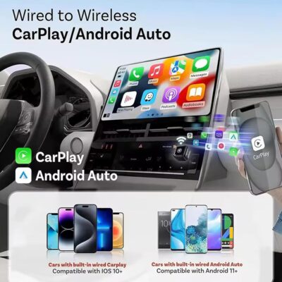 Wireless Carplay Adapter 2in1, 2026 Upgrade Wired to Wireless for CarPlay/Android Auto, WiFi 6 Mini Plug & Play, USB/Type C, Smart Button Dongle Auto-Connect for iPhone iOS 10+ Android 11+ - Image 6