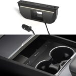 TPARTS Muti-Ports USB Hub for Tesla Model 3 Highland 2024-2026/Model Y Juniper 2025-2026, Center Console Hidden Charger with Retractable Cable Interior Accessories Charging Hub(Premium/Performance)