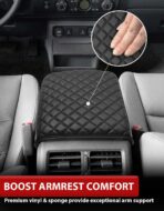 KBH Center Console Armrest Cover for Honda Ridgeline 2006 2007 2008 2009 2010 2011 2012 2013 2014, Middle Console Lid Cushion Pad Protector, Vinyl Leather Interior Accessories, Anti-Scratch, Black - Image 3