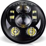 Wisamic 5-3/4 5.75 inch LED Headlight - Compatible with Harley Davidson Dyna Street Bob Super Wide Glide Low Rider Night Rod Train Softail Deuce Custom Sportster Iron 883-Black