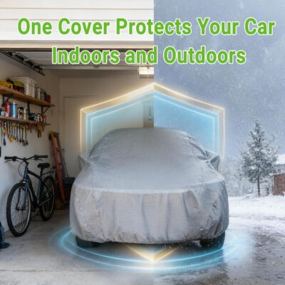 Season Guard Car Cover Dirtproof, Water-Resistant, Breathable, Snow Dustproof, Indoor and Limited Outdoor Car Covers Fits Sedans up to 200", Gray - Image 9