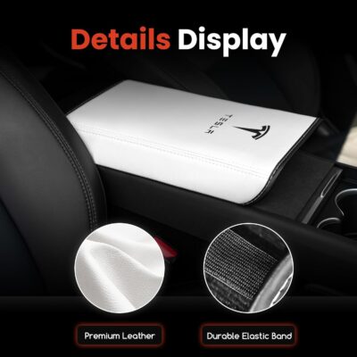 Polwlamks Center Console Armrest Cover for Model Y/Model 3, Soft Leather Pad Armrest Protector Armrest Box Cushion Compatible with New Tesla Refresh Model Y (2020-2026) / Model 3 (2019-2025) - Image 3