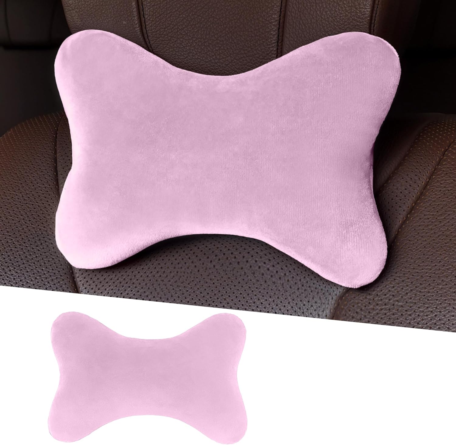 71wXiWTPLeL._AC_SL1500_.jpg Car Headrest Pillow, Soft Comfortable Memory Foam Automotive Neck Pillow Cushion for Neck Pain Pressure Relief, Universal Fit (Pink) - Image 1