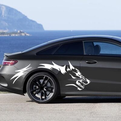 TOMALL 50'' 2Pcs Wolf Car Sticker Decal for Car Body Side Stickers Auto Wolf Graphics Racing Sports Stripes Stickers for SUV Off-Road Vehicles Car Hood Trunk Universal Waterproof Vinyl Sticker (White) - Image 6