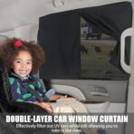 2PCS Car Side Window Shades, Magnetic Double Layer Car Sun Shade for Privacy Block Heat UV Full Shade & Half Shade Options, Vehicle Back Window Curtain for Baby & Kids - Image 3