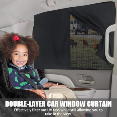2PCS Car Side Window Shades, Magnetic Double Layer Car Sun Shade for Privacy Block Heat UV Full Shade & Half Shade Options, Vehicle Back Window Curtain for Baby & Kids - Image 3