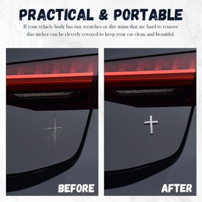 2PCS Individual Jesus Cross for Car Decal Emblem,3D Metal Christian Car Decals Badges for and Cars Decorations,Universal & Self-Adhesive Cross Cars Decal for Most Trucks,SUVs (Silver+Silver) - Image 6