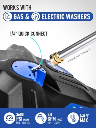 MEKOH 16.5” Pressure Washer Surface Cleaner, Large Lightweight Driveway Pressure Washer Attachment 3600PSI, 4 Caster Wheels, 1/4” Quick Connect, Universal Gas & Electric Power Washer Surface Cleaner - Image 7