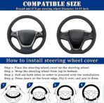Soft Leather Car Steering Wheel Cover, Universal 15 Inch Colorful Rhinestones Anti-Slip Elastic Steering Wheel Covers for Most Cars, Sparkly Crystal Diamond for Women Girls (Black) - Image 4