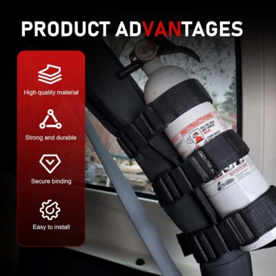 WZP Roll Bar Fire Extinguisher Mount Holder, Adjustable Fire Extinguisher Holder, Jeep Accessories Compatible with Jeep Wrangler 1965-2026 JL JK JKU TJ CJ (Black) - Image 5