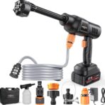Cordless Pressure Washer, 1100PSI Portable Power Washer with 3.0Ah Battery, 1.8Max GPM Cordless Power Washer Battery Operated with 6-in-1 Nozzle, Foam Pot,17ft Hose, suit for Car/Floor/Garden