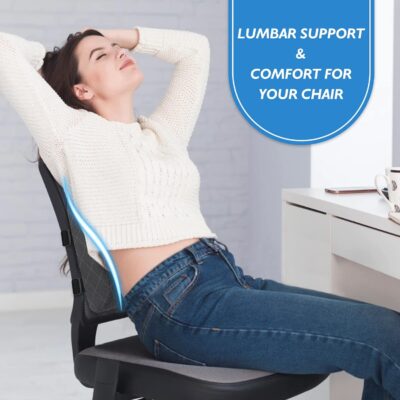 Lumbar Support Pillow for Office Chair Back Support Lumbar Pillow for Car, Gaming, Office Chair - Improve Sitting Posture & Back Pain Relief, Memory Foam, Adjustable Straps, Grey - Image 7