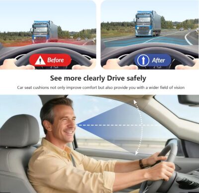 Adult Booster Car Seat Cushion, Office Chair Cushion,Truck Seat Cushion, Memory Foam Seat Cushion Increase Height by 3.94 Inch, Car Cushions for Driving Long Sciatica Tailbone Pain Relief - Image 6